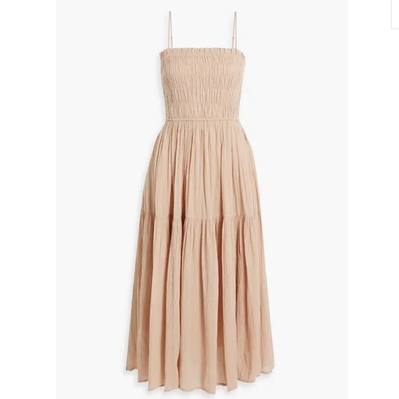 Joie Lesse Shirred Cotton-Gauze Midi Dress - Picture 8 of 10